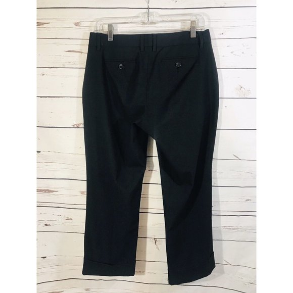 Gap Dress Pants Womens Sz 4 x  23 Crop Black Career Straight Leg Cuffed Flat - Picture 4 of 5